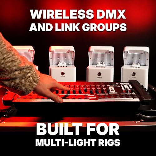 Rockville FLIP 4 Pack Black Battery Par Can Wash Light and Bag and Smart Charger with 4 Leads, Wireless DMX, 15 Hour Battery, 4 Group WiFi App, Easy Angle Adjustments | RGBWA+UV, Wireless DMX, WiFi App Control, 18-Hour Battery Life, Sound Activated, Smart