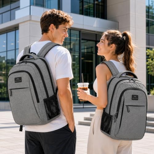 MATEIN Travel Laptop Backpack, 15.6 Inch College School Computer Bag, Grey | Slim Sturdy Business Daypack, Anti Theft Bookbag, Water Resistant, Gift for Men & Women, Personal Item Bag, Mochilas - color: Austere Grey, size: 15.6 Inch