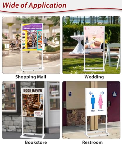 22" × 28" Sign Holder Floor Stand, Double-side Poster Banner Stand for Board & Foam Display, Heavy-duty Pedestal Sign Standing for Business, Office, Trade Show, Mall Advertising, Wedding, White