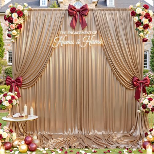 20x10ft Champagne Backdrop Curtains Glitter Sequin Photo Backdrop Curtain Fabric Shimmer Drapes Backdrop Bridal Baby Shower Wedding Birthday Party Photography Backdrops Photoshoot 5x10FT, 4 Panels - color: Champagne, size: 20 ft X 10 ft(4 Panels 5ft X 10f
