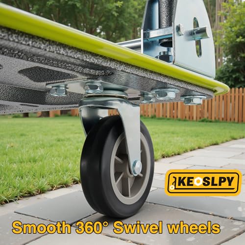 Upgraded Heavy Duty Foldable Push Cart Dolly 700 Lbs Load 2 Tier | High-Strength Steel Folding Platform Truck Cart, Moving Flatbed Cart with Wheels for Warehouse, Garage, Workshop, Office - style: 600LBS+100LBS