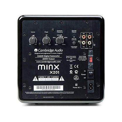 Cambridge Audio Minx X201-200 Watt Active Subwoofer Featuring Twin Auxiliary Bass Drivers and Fully Adjustable Sound - Black