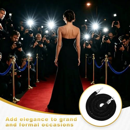 PATIKIL Velvet Stanchion Ropes, (6.6Ft x1.26 Inch, Black) (1Pcs), Velvet Ropes Crowd Control Queue Barrier with Silver Buckle, Suit for - Carpet Events/Hotels/Movie Theaters/Grand Openings - color: Black Rope, Silver Buckle