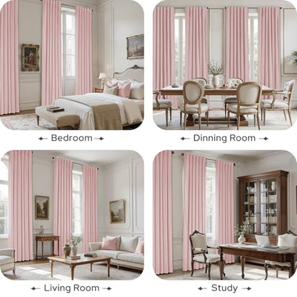 HOMEIDEAS 100% Blackout Velvet Curtains Pink 108'' 2 Panels for Bedroom - color: Pink, size: 52"W x 108"L (Pack of 2)