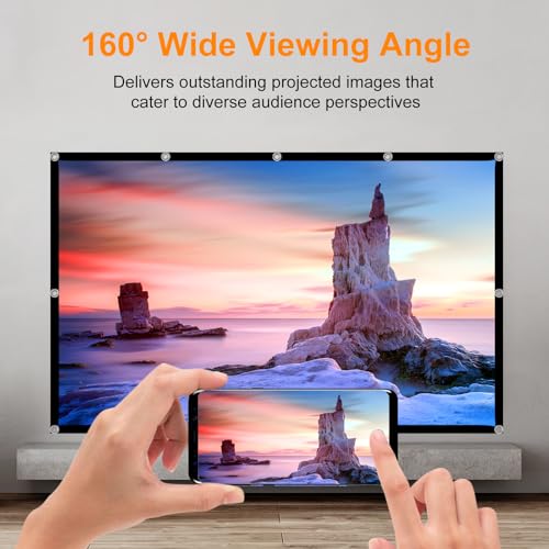 Portable Projector Screen 120 inch Movie: Outdoor Projection Screens 4K HD Foldable Anti-Crease Indoor Hanging Wall Home Theater