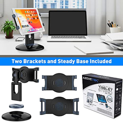 AboveTEK Retail Kiosk iPad Stand, 360° Rotating Commercial POS Tablet Stand, Fits 6"-13" (Screens) iPad mini Pro-Business Swivel Tablet Holder, for Store Office Reception Kitchen Desktop (Black) - color: Black