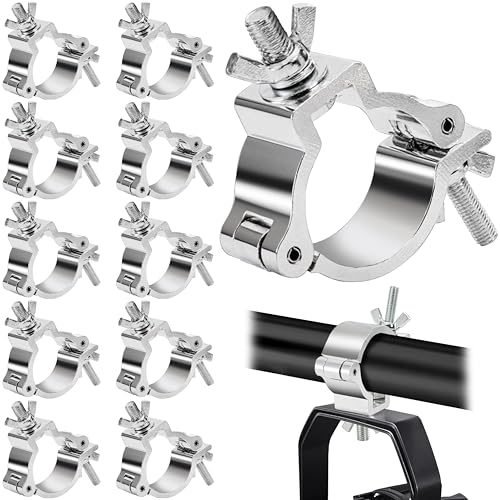 10 Pack Truss Lighting Clamps, 2 Inch Aluminum Alloy DJ Light Clamp, 220 lb Truss O-Clamp for Stage Lighting Par Lights Spotlight Moving Head Light, Silver, Fit for 48-51mm OD Tube/Pipe