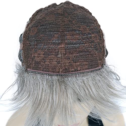 Lydell 8" Short Layered Shaggy Wavy Full Synthetic Wig (48T Light Gray with Dark Root) - color: 48T Gray with Dark Root
