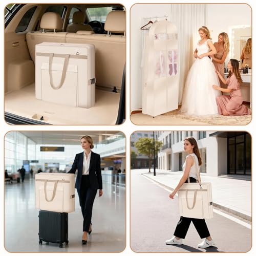 Upgraded Version 65" Wedding Dress Garment Bag Dress Bags for Gowns Bridal Dress Travel Bag with 12”Gusseted and Accessory Pockets for Wedding Dress, Puffy Gowns, Equipped with Shoulder Straps - size: 24 X 65 inch
