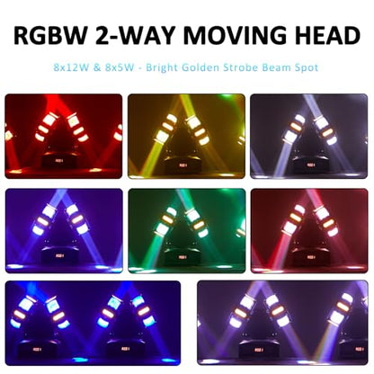 LED Moving Head Dj Lights 8 LEDs DJ Lighting RGB Beam Rotating Stage Lights Strobe & Star Effect with Sound Activated DMX 512 for Party Concert Festival Show