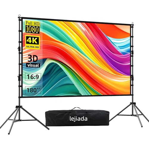 Giant 180 inch Projector Screen with Stand (Requires 14FT Space), 15FT Massive Outdoor Movie Screen 4K HD Front/Rear Projection, Foldable Anti-Crease Theater Screen with 2 Sandbags & Bag