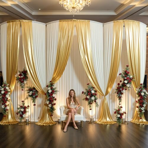 50x15FT Gold Sequin Backdrop Curtain Double Sided | 10 Panels 5ft(W) x 15ft(H) Wrinkle Free Shimmer Back Drop Cloth, Glitter Backdrop Drapes for Photography, Birthday, Wedding - color: Gold, size: W5' x H15'(10 panels)