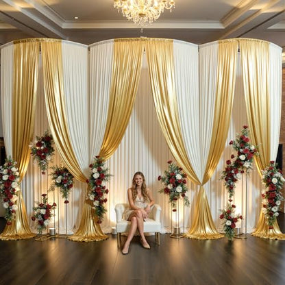 50x15FT Gold Sequin Backdrop Curtain Double Sided | 10 Panels 5ft(W) x 15ft(H) Wrinkle Free Shimmer Back Drop Cloth, Glitter Backdrop Drapes for Photography, Birthday, Wedding - color: Gold, size: W5' x H15'(10 panels)