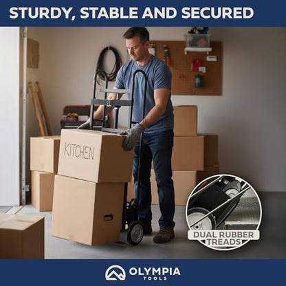 Olympia Tools 800LB Auto-Recoil Appliance Hand Truck - Moving Hand Truck with Easy-to-use Belt Tightener for Transport Large/Bulky Appliances Refrigerator Dolly - Heavy-Duty Furniture Dolly Trolley - size: 800 LB Auto-Recoil Appliance Hand Truck