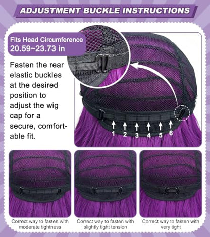43.3 Inch Purple Braided Ponytail Wig for Adults, Anime Cosplay Extension | Long hot pink synthetic wig for adults, ideal for anime cosplay, Halloween, carnival, costume parties and dress-up - color: Deep Purple