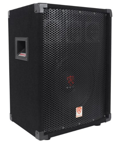 Rockville RSG10 10" PA Speaker Pair DJ Bundle with AX1200 Amplifier, Stands | 800W Peak / 300W RMS Total, 1200W 2-Channel Amp, RVSS2 Tripod Stands, 2 RSB17 Speakon Cables, Carry Case, 7-Items