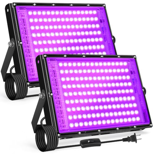 2 Pack 150W LED Black Light for Glow Party, Waterproof Blacklight Halloween - size: 150W-2Pack
