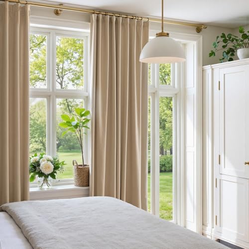 Lazzzy Cream Velvet Curtains 96 Inch Long Pinch Pleated Room Darkening Drapes Luxury Back Tab Thermal Insulated Window Treatments for Bedroom Living Room 2 Panels, 52 x 96 Inch, Latte - color: Latte, size: 52"W x 96"L (Pack of 2)