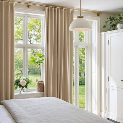 Lazzzy Cream Velvet Curtains 96 Inch Long Pinch Pleated Room Darkening Drapes Luxury Back Tab Thermal Insulated Window Treatments for Bedroom Living Room 2 Panels, 52 x 96 Inch, Latte - color: Latte, size: 52"W x 96"L (Pack of 2)