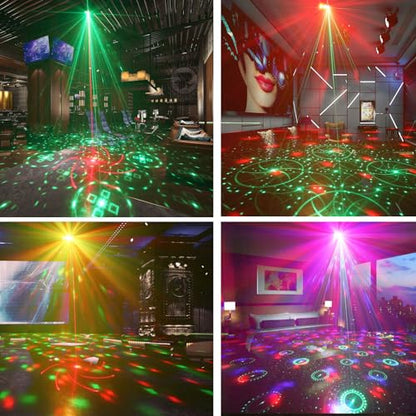 7 Lens Disco Ball Lights,USB Powered RGBW DJ Strobe Lighting Sound Activated,Laser Party Light Indoor Outdoor for Xmas Club Bar Parties Holiday Christmas Home Decoration