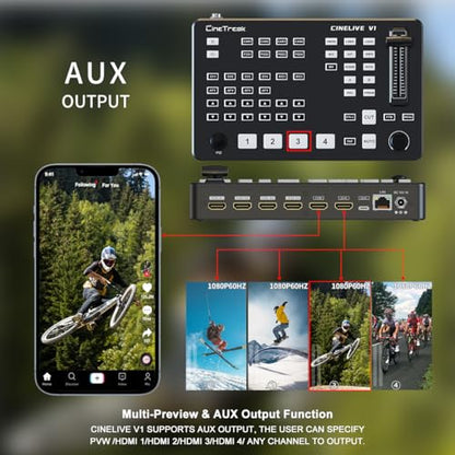CINETREAK V1 Vertical Livestreaming Video Switcher Mixer with PVW/PGM Output PTZ Camera Control, RTMPs Livestream for Instagram, TikTok - style: Cinetreak V1