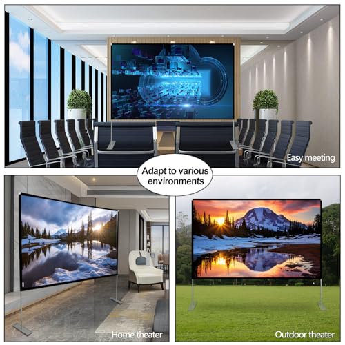 SKERELL Outdoor Projector Screen with Stand 100 Inch: Portable Projection Screen for Outside Theater Home Backyard Movies - size: 100 inch
