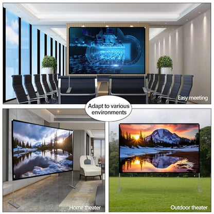 SKERELL Outdoor Projector Screen with Stand 100 Inch: Portable Projection Screen for Outside Theater Home Backyard Movies - size: 100 inch