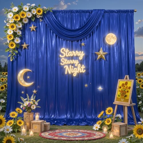 10x10ft Royal Blue Backdrop Curtains Wedding Party Glitter Sequin Curtain Backdrop Fabric Shimmer Drapes Backdrop Baby Shower Birthday Christmas Photoshoot Background Photography 5x10FT，2 Panels - color: Royal Blue, size: 10ft X 10ft(2 Panels 5ft X 10ft)