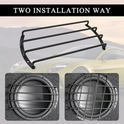 2 PCS Car Speaker Grill Cover, 12 Inch 4 Bar Audio Subwoofer Grill Grille Cover Guard, Universal Metal Bars Speaker Grille Protective Covers for Car Audio Subwoofer - color: 12 inches
