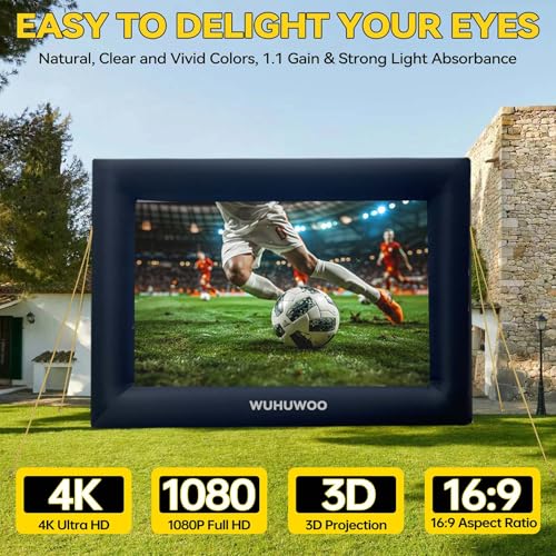 Inflatable Movie Screen Outdoor, 24FT Blow Up Projector Screen for Outside with Air Blower and Carry Bag, Support Front & Rear Projection Easy Set Up for Backyard Movie Night Pool Party - size: 24FT