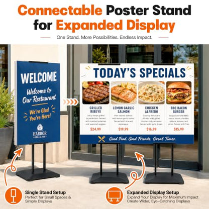 2 Pack Pedestal Poster Stands for Display, Adjustable Heavy Duty Poster Board Stand Height Up to 80", Double-Sided Floor Standing Sign Holder for Foam Board & Banner Signs, Black - size: 2Pack Pedestal Poster Stand