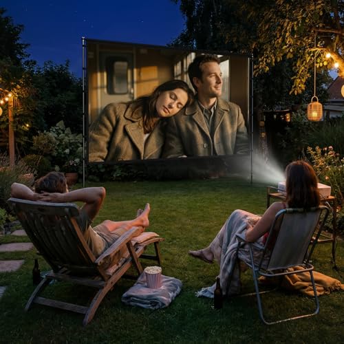 Outdoor Projector Screen with Stand - 120 Inch Portable Projector Screen Outdoor Indoor Projection Screens 16:9 4K HD Movie Screens with Carry Bag Can Enjoy Home Theater Projection Screens
