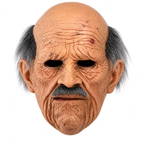 Realistic Old Man Mask for Adults, Elderly Grandpa Full Head Halloween Costume Mask for Cosplay and Costume Party - color: A