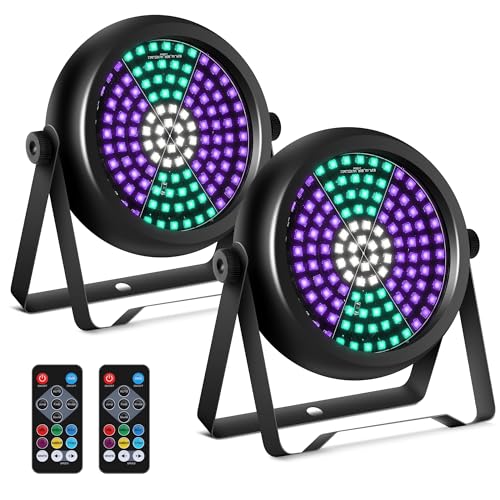 Strobe Lights for Christmas,2Pack 30W 126LEDs RGB+W+UV DJ Strobe Lights with Wireless Remote Control DMX512 Sound Activated DJ Stage Par Can Uplights for Wedding Party Club Halloween Lighting - size: 2Pack Strobe Lights