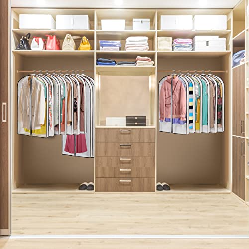 Mskitchen Hanging Clothes Storage with 4" Gusseted Garment Covers (Set of 6) - Clear Suit, Dress, Sweater, Shirt Protectors - 24"x 40"x 4" / 6 Pack - size: 24"x40"x4"/ 6 Pack