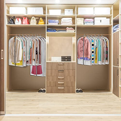 Mskitchen Hanging Clothes Storage with 4" Gusseted Garment Covers (Set of 6) - Clear Suit, Dress, Sweater, Shirt Protectors - 24"x 40"x 4" / 6 Pack - size: 24"x40"x4"/ 6 Pack