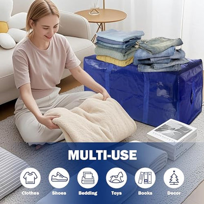 8 Pack Extra Heavy Duty Large Moving Bags with Strong Zipper & Carrying Handles, Sturdy Clothes Storage Bag Totes Bins, Packing Bags Moving Boxes College Moving Supplies, Dark Blue - 40 gal - size: 40 gal-Dark Blue