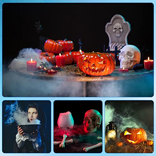 Yaomiao 1 Piece Halloween Mist Maker Fogger with 12 LED Light, Black | Small Ultrasonic Fog Machine, For Pond Fountain Water Garden, Mister Air Humidifier, Halloween Spooky Atmosphere Effects - color: Black