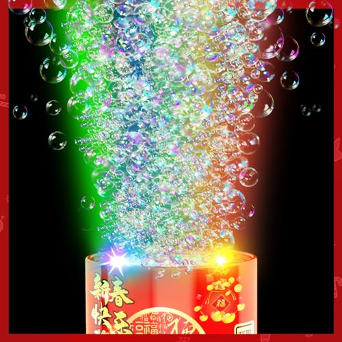 Bubble Machine (4PCS, 13 Holes) with LED Lights, Automatic Bubble Blower Toys, Portable Bubbles Maker for Wedding Christmas Chinese New Years Party Decorations, Kids Birthday Gifts, Balloons Banner | Automatic Bubble Blower Toys, Bubbles Maker for Wedding