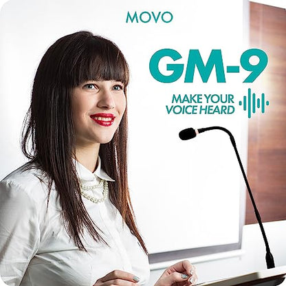 Movo GM-9 Professional 18-inch Gooseneck XLR Podium Microphone for Lectures, Conferences, Streaming, and Video Meetings (Pack of 2) - size: 64 cubic inches (Pack of 2)