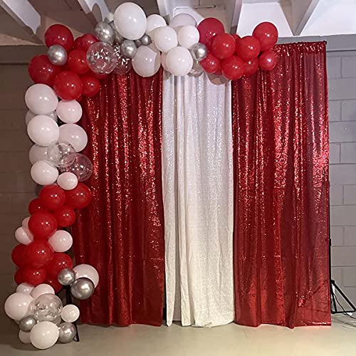 Red Sequin Backdrop Curtains Glitter Drapes 2FTx8F 2 Panels for Wedding Birthday Party Decorations Bridal Baby Shower Party Supplies Sparkly Photography Background | for Wedding Birthday Party Decorations Bridal Baby Shower Party Supplies Sparkly Photogra