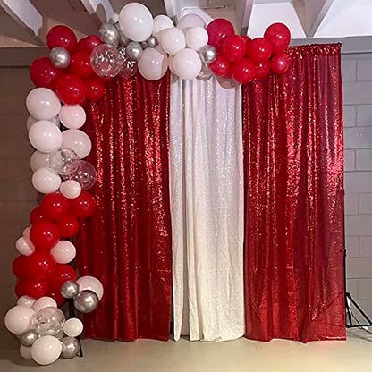 Red Sequin Backdrop Curtains Glitter Drapes 2FTx8F 2 Panels for Wedding Birthday Party Decorations Bridal Baby Shower Party Supplies Sparkly Photography Background | for Wedding Birthday Party Decorations Bridal Baby Shower Party Supplies Sparkly Photogra