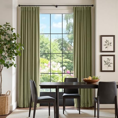 Lazzzy Green Velvet Curtains 96 Inch Length Blackout Pinch Pleated Room Darkening Drapes Luxury Back Tab Thermal Window Treatments for Bedroom Living Room 2 Panels, 52 x 96 Inch, Olive Sage - color: Olive Sage, size: 52"W x 96"L (Pack of 2)