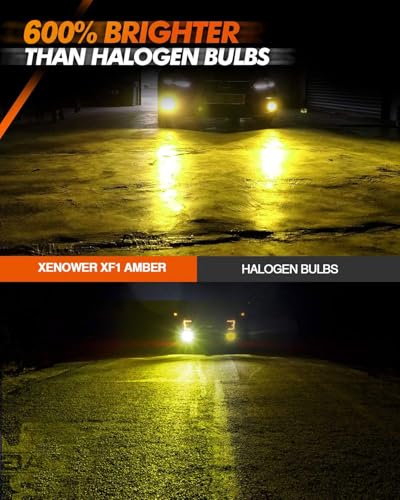 SEALIGHT 9145 H10 Yellow LED Fog Light Bulbs, 13,000LM 600% Brightness 9045 H10 Led Bulb Yellow Fog Lamps, 3000K Amber Strong Penetration 9140 9040 LED Fog Light Bulbs RV Interior Lighting (Pack of 2) - color: Yellow, size: H10/9145