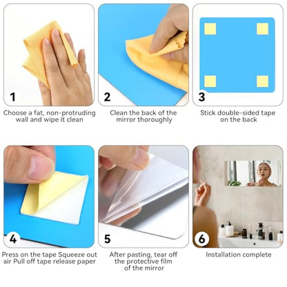 yuntop 2 Pack Self Adhesive Acrylic Mirror, 2MM Flexible Plastic Mirror, Shatterproof PS Frameless Wall Mirror for Bathroom Vanity and Entryway (16 x 12 inch) - size: 16 x 12 inch