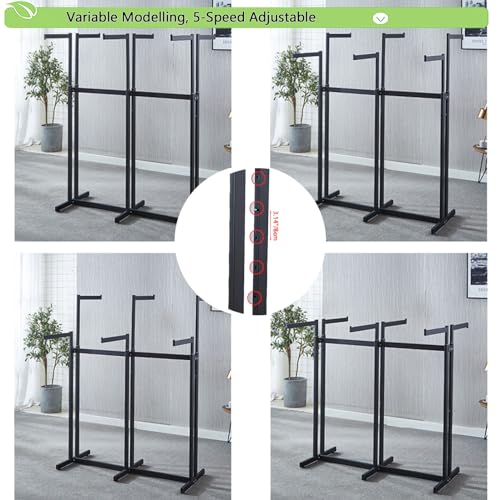 Floor Standing Metal Garment Rack - Heavy Retail Display Racks With Wheels | 6 Arms Clothing Rack, Square Tubing Portable Shirt Racks, Merchandise Display For Hanging Clothes (Gold) - color: Gold