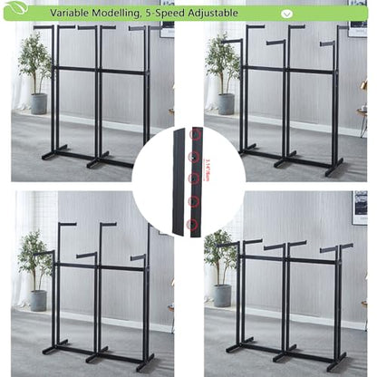 Floor Standing Metal Garment Rack - Heavy Retail Display Racks With Wheels | 6 Arms Clothing Rack, Square Tubing Portable Shirt Racks, Merchandise Display For Hanging Clothes (Silver) - color: Silver