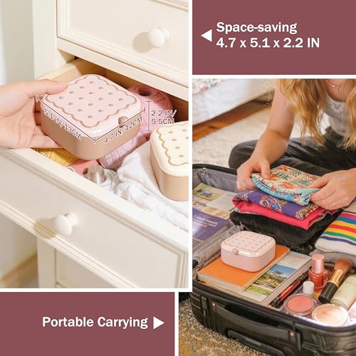 LOTOFUN Small Sewing Kit Box: Cute Portable 2-Layer Organizer Magnetic Needle and Thread Kits Holder Basic Case - Home Clothes Repair for Beginners (Pink) - color: Pink