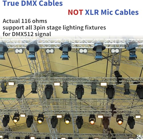 SMALL-EYE 3 Pin DMX Cables 10 ft 4-Pack, Male to Female Lighting Cable | DMX512 Signal Protocol, 116Ω Optimized Impedance, Reduced Signal Interference, Reliable Connector Fit - size: 10 Feet - 4 Packs