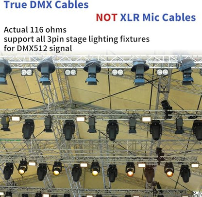 SMALL-EYE 3 Pin DMX Cables 10 ft 4-Pack, Male to Female Lighting Cable | DMX512 Signal Protocol, 116Ω Optimized Impedance, Reduced Signal Interference, Reliable Connector Fit - size: 10 Feet - 4 Packs